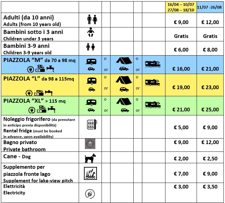 Listino ITA 2026 Camping Trasimeno Listino ITA 2026 Camping Trasimeno