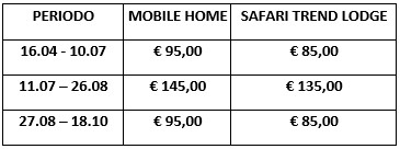 Listino ITA 2026 GLAMPING Camping Trasimeno